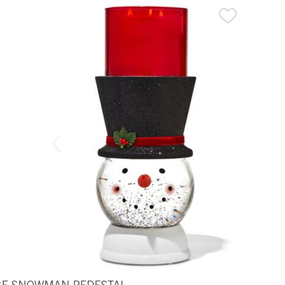 SNOWMAN WATER GLOBE LIGHT UP SWIRLING GLITTER PEDESTAL 3-WICK CANDLE HOLDER NEW! - Picture 3 of 6